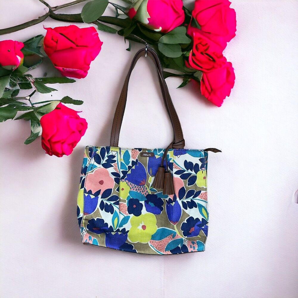 Relic You Are My Sunshine Shoulder Bag Tote Purse‎ Fun Colors Floral Tan Tassell